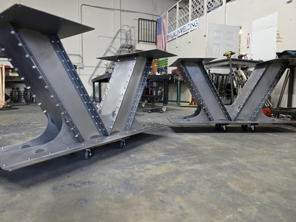 V Shape Industrial I-Beam Style Steel Table Base 58" Long x 30" Wide x 28" Tall *Made To Order*
