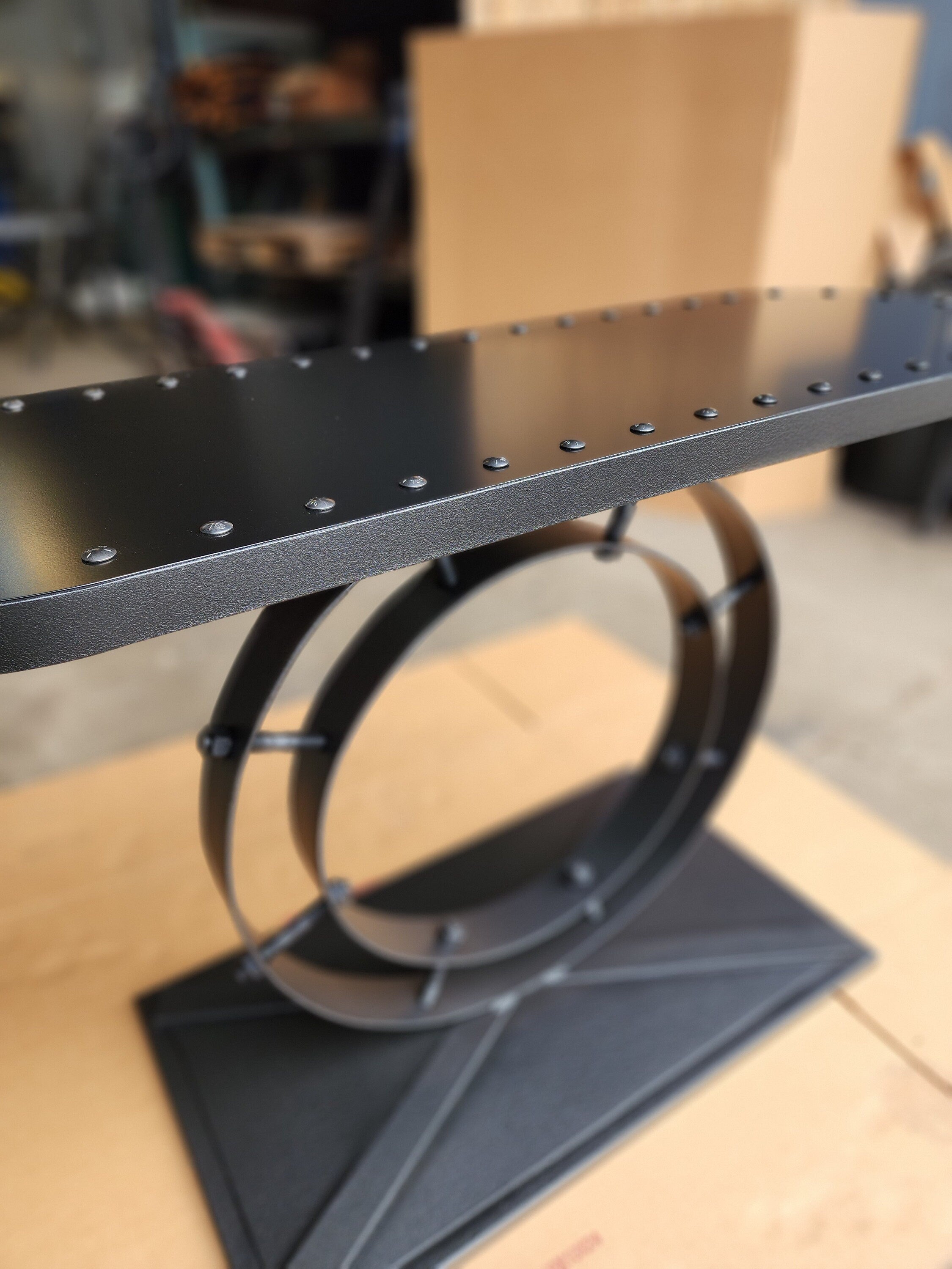 Industrial Ring Console or Entry Table