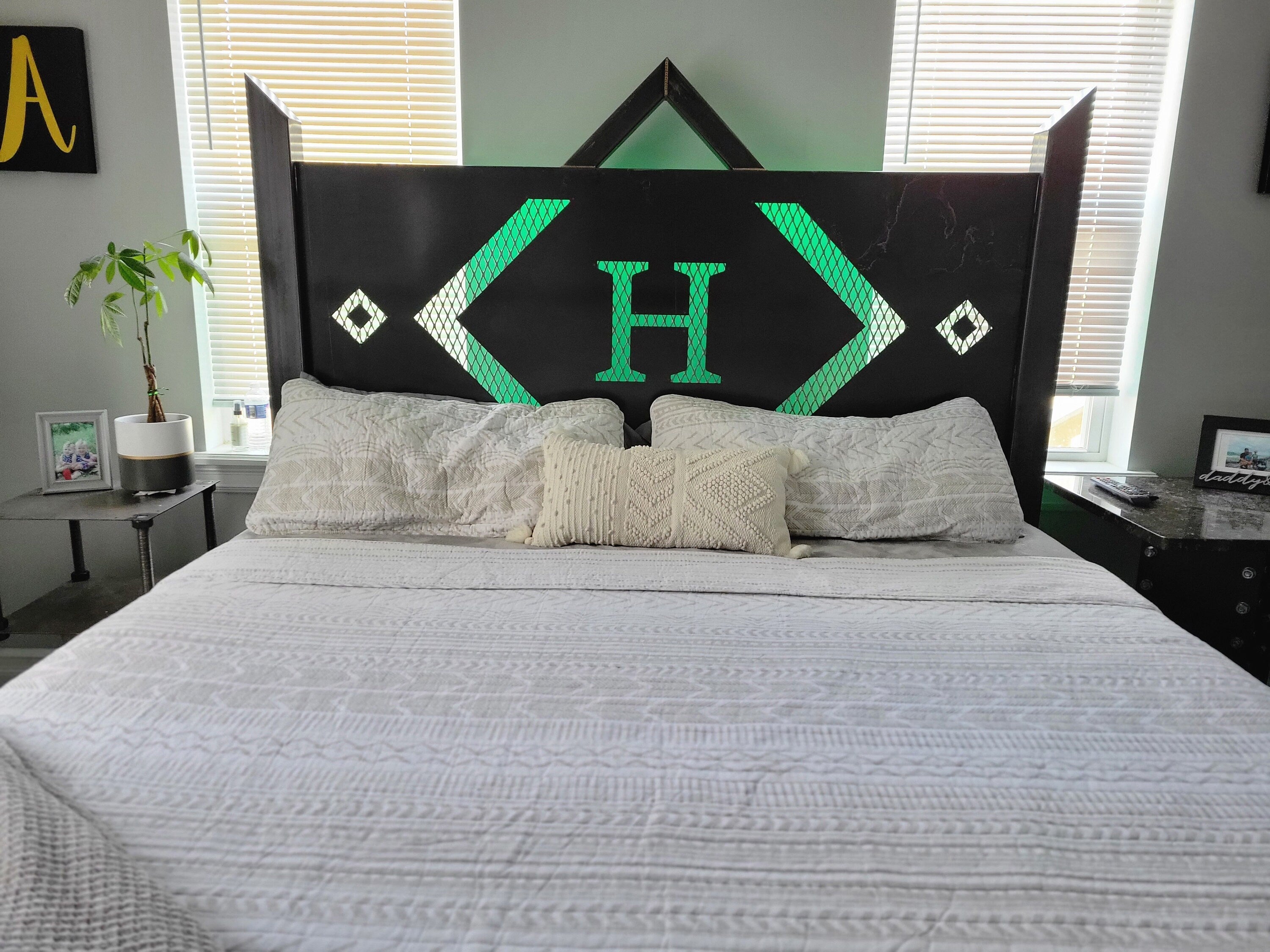 King Size Monogram Steel Bedframe And Headboard