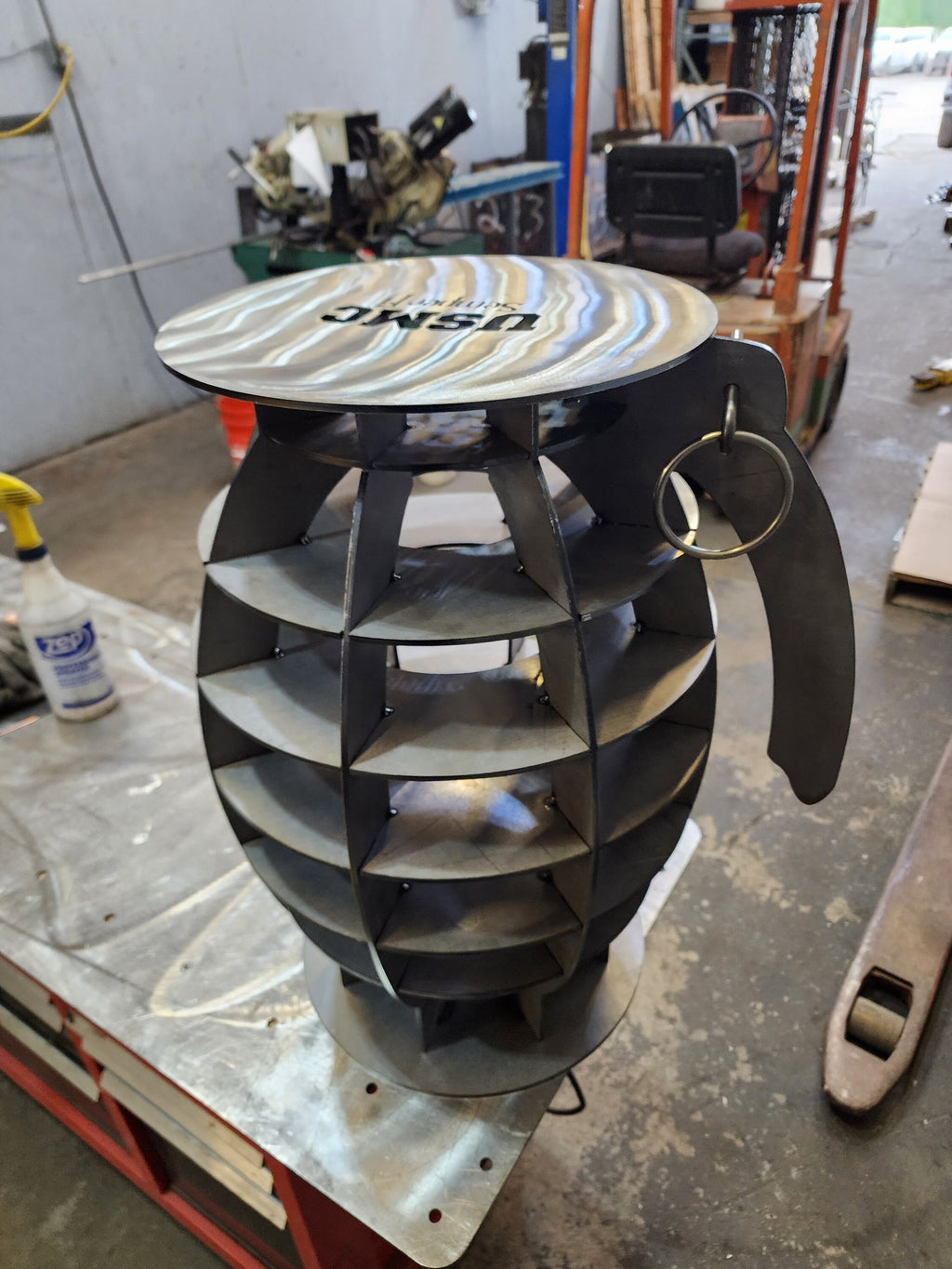 Customizable Metal Grenade Stool or End Table