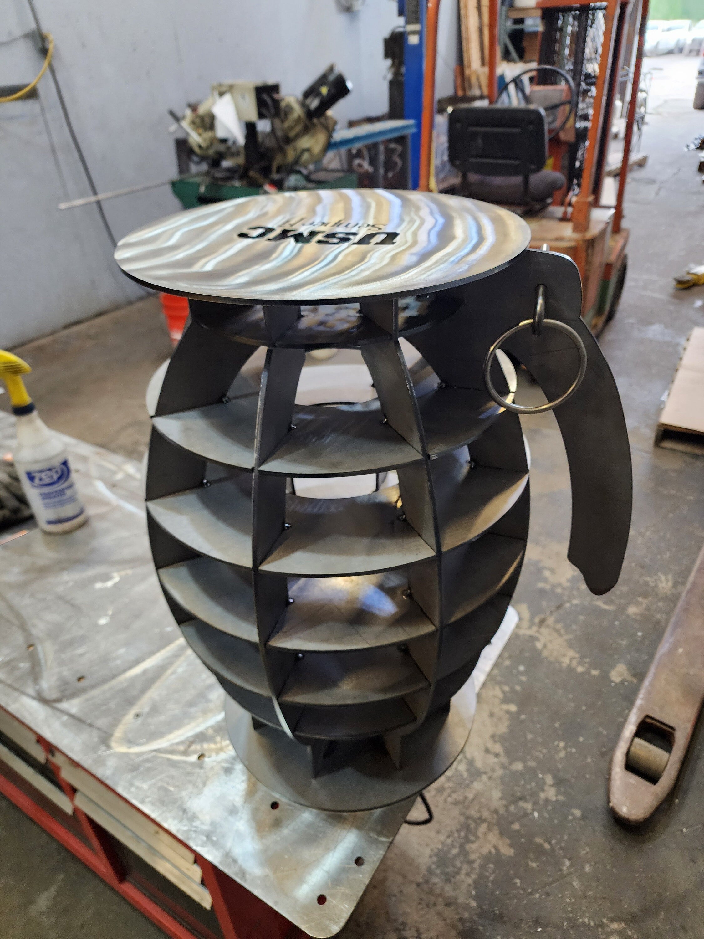 Customizable Metal Grenade Stool or End Table