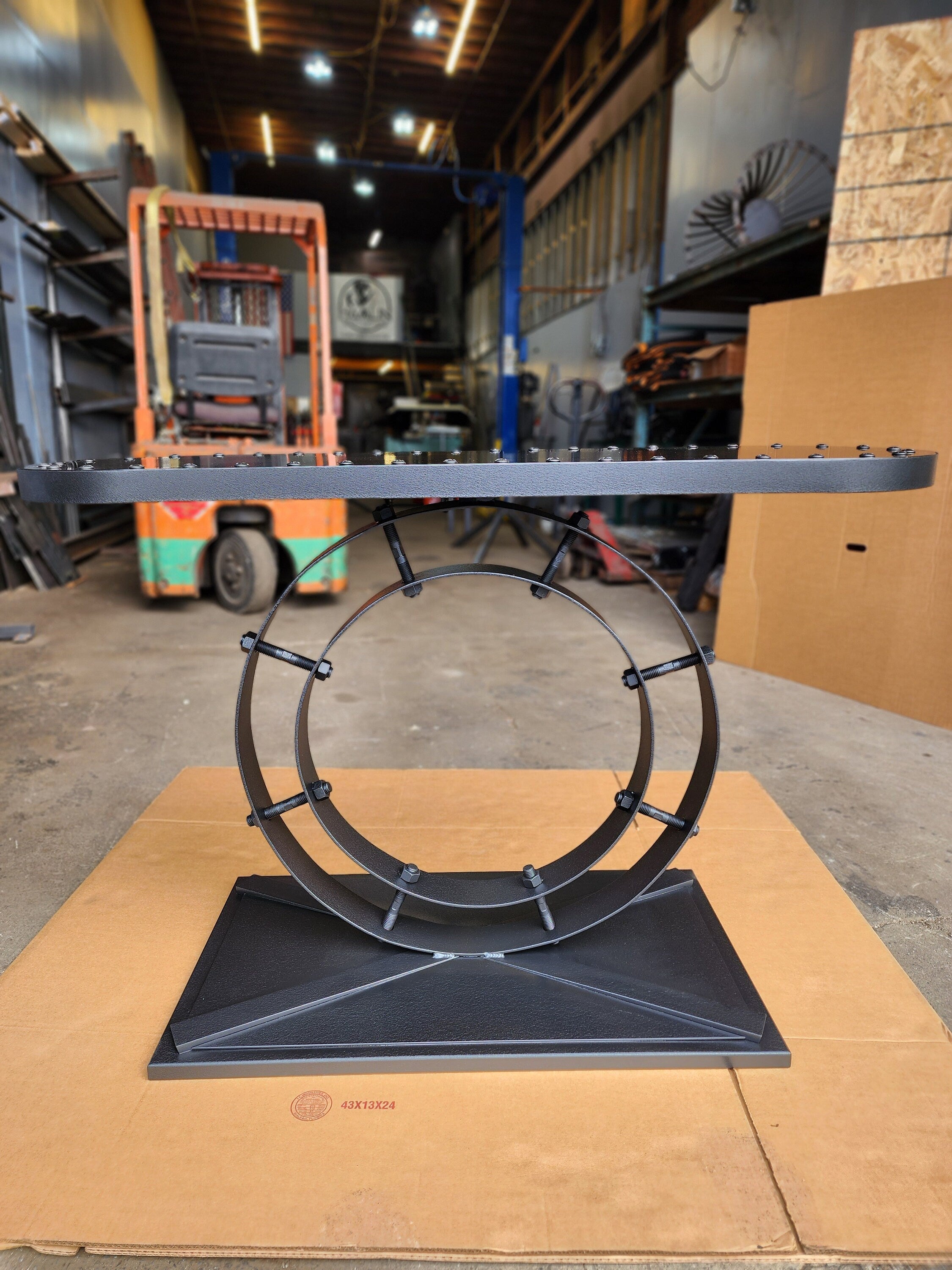 Industrial Ring Console or Entry Table