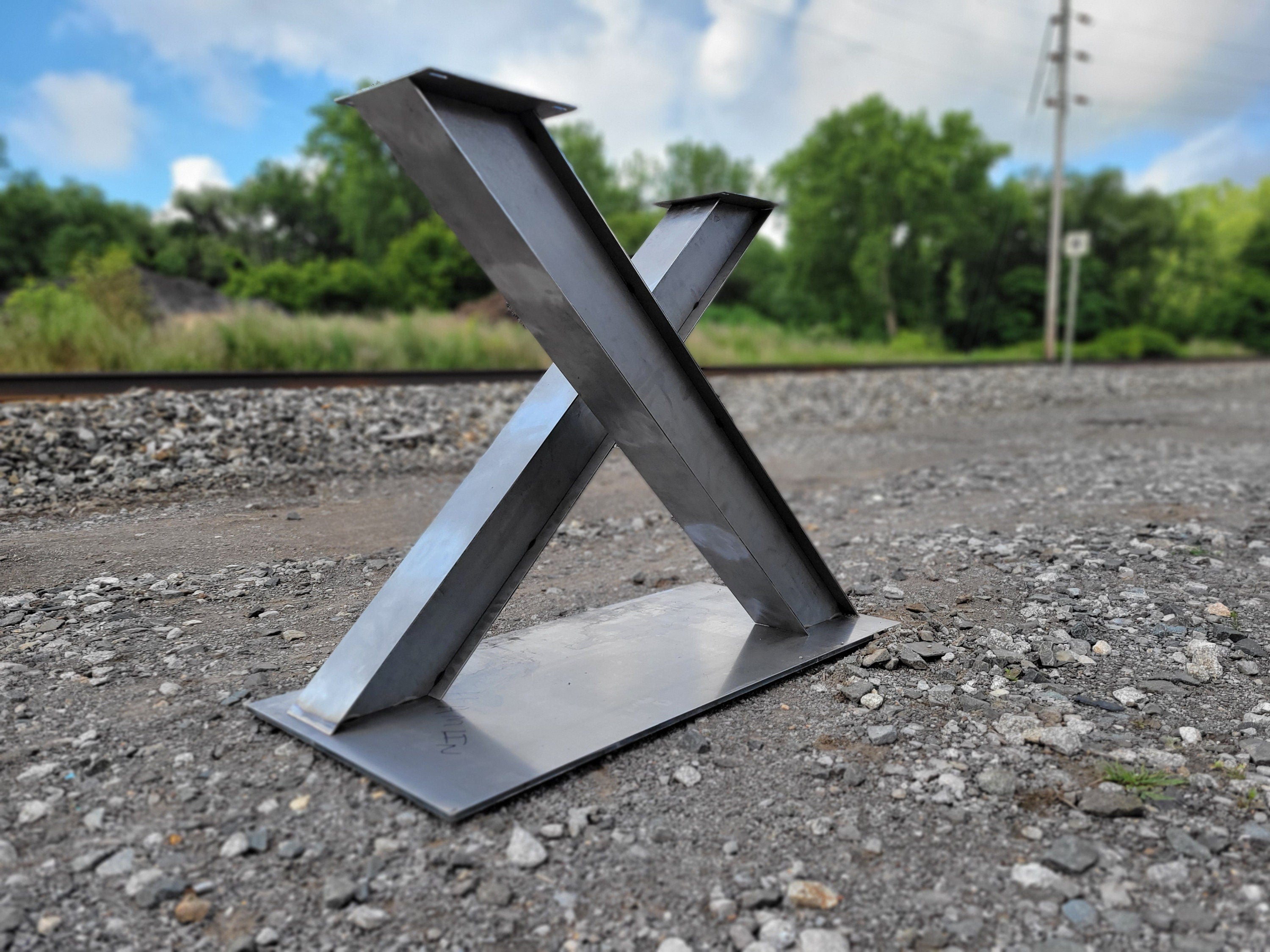 Heavy Industrial I Beam X Pedestal Base
