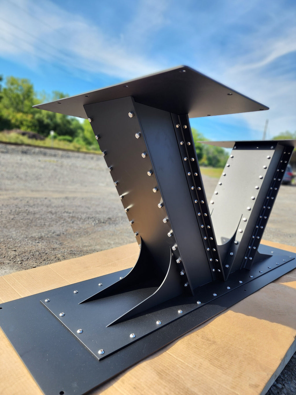 V Shape Industrial I-Beam Style Steel Table Base 58" Long x 30" Wide x 28" Tall *Made To Order*