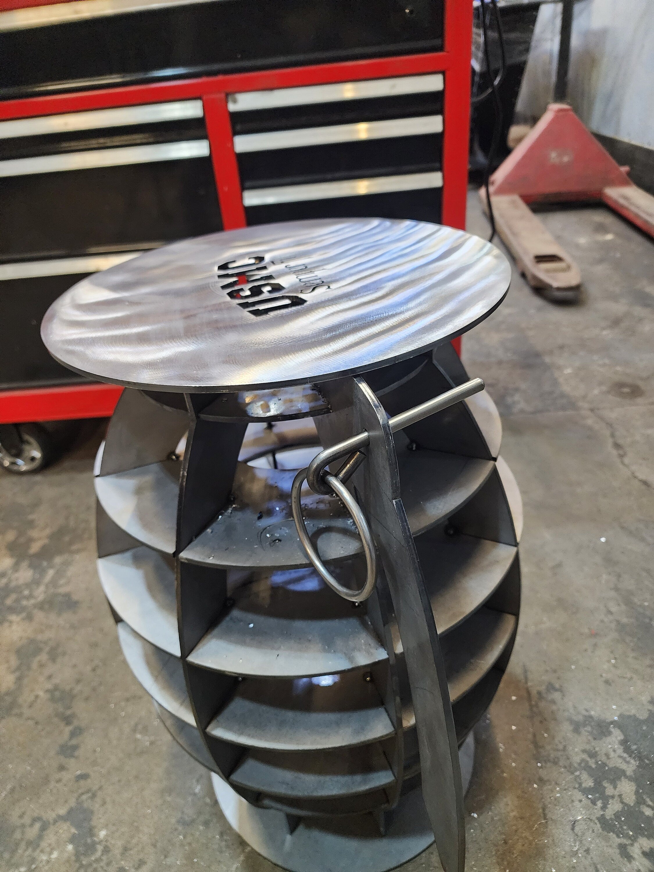 Customizable Metal Grenade Stool or End Table