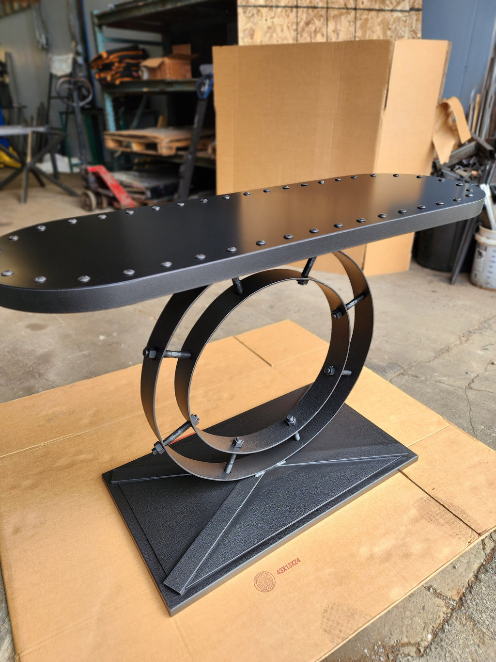 Industrial Ring Console or Entry Table