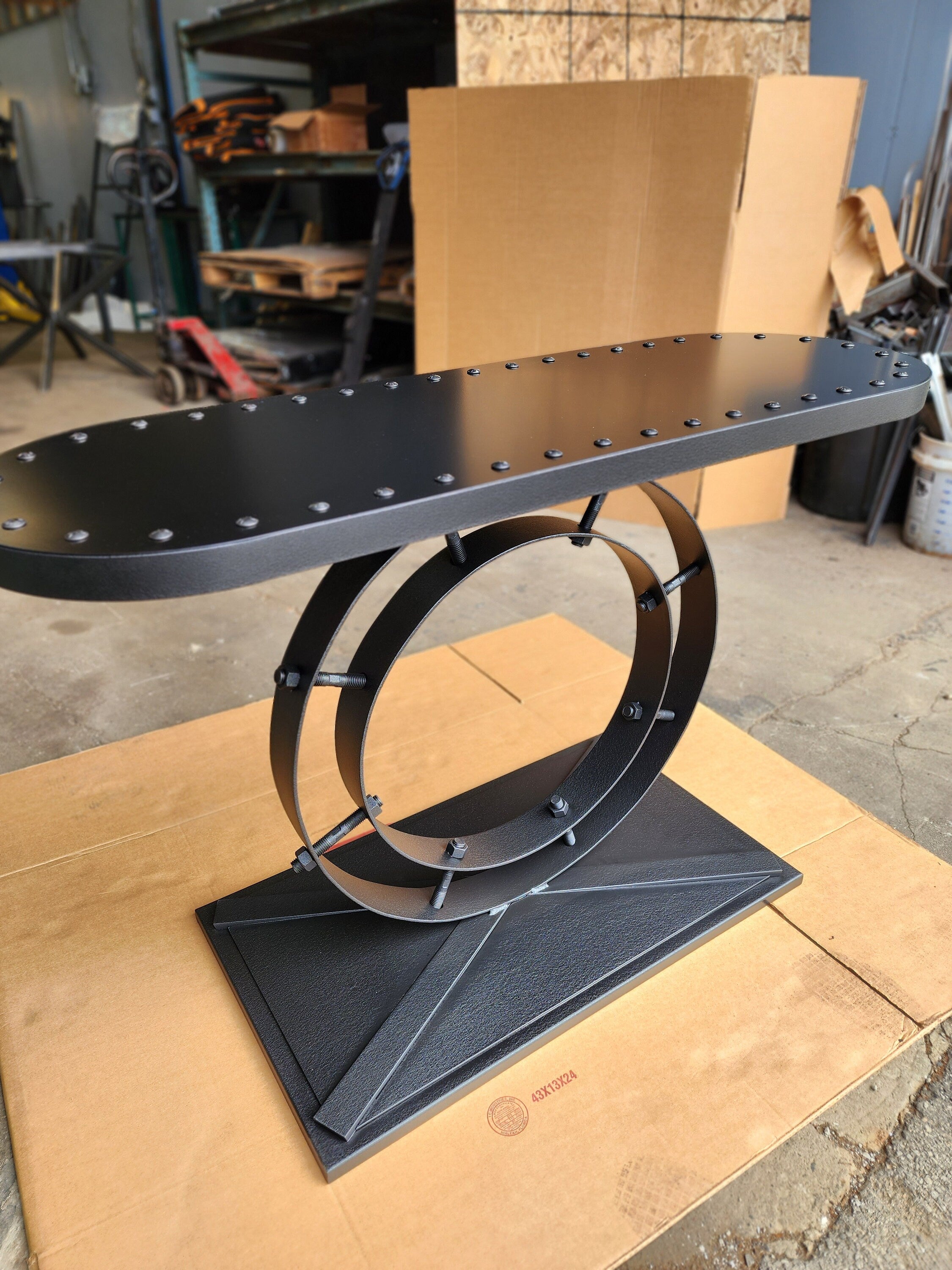 Industrial Ring Console or Entry Table