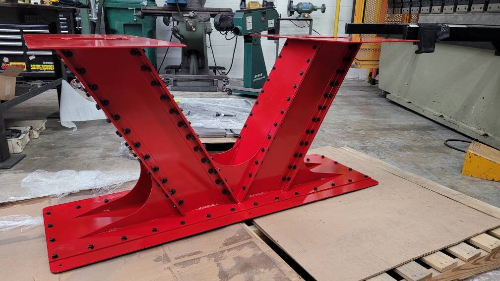 V Shape Industrial I-Beam Style Steel Table Base 58" Long x 30" Wide x 28" Tall *Made To Order*