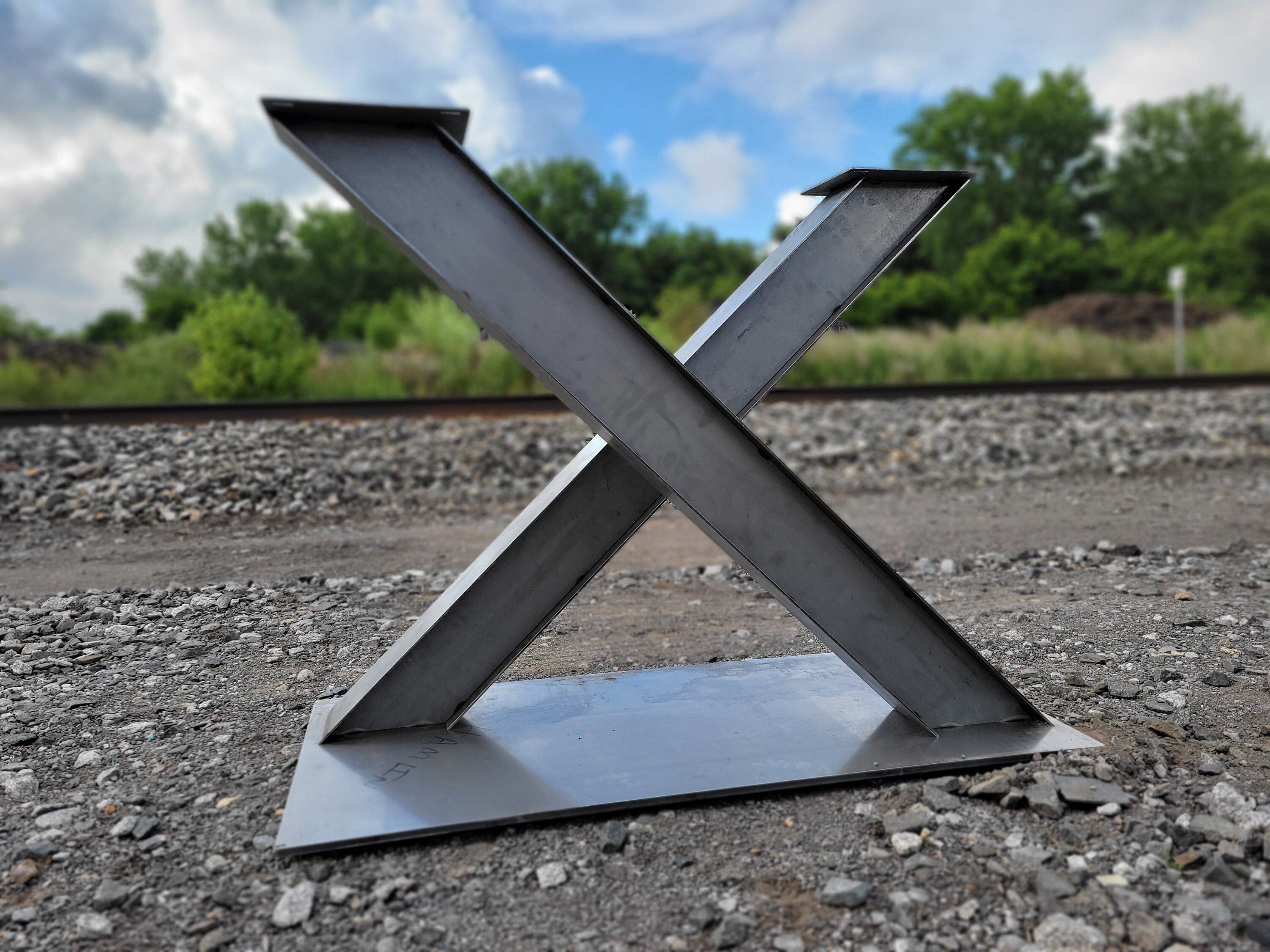 Heavy Industrial I Beam X Pedestal Base