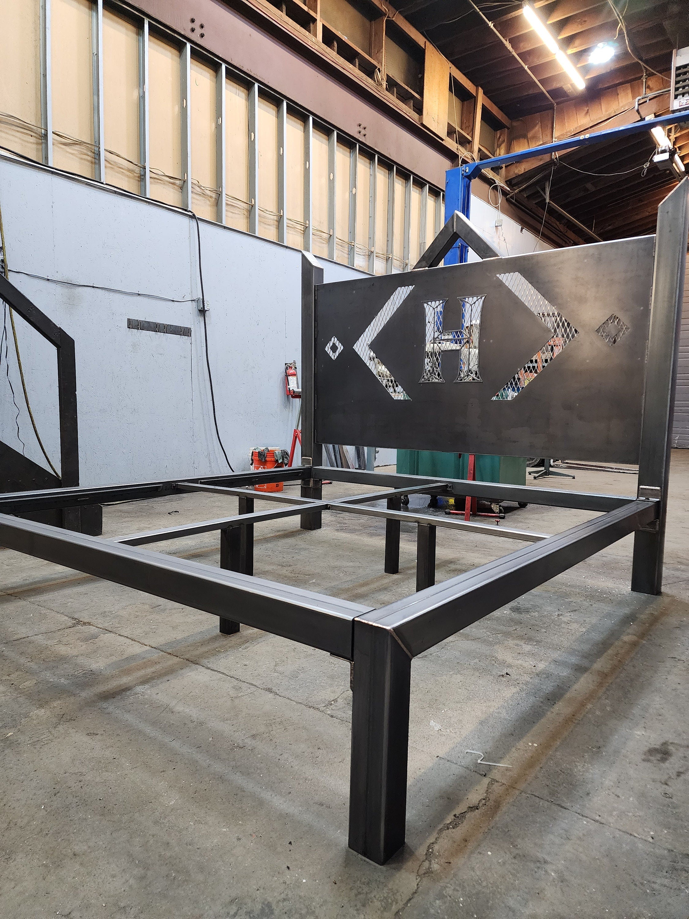 King Size Monogram Steel Bedframe And Headboard