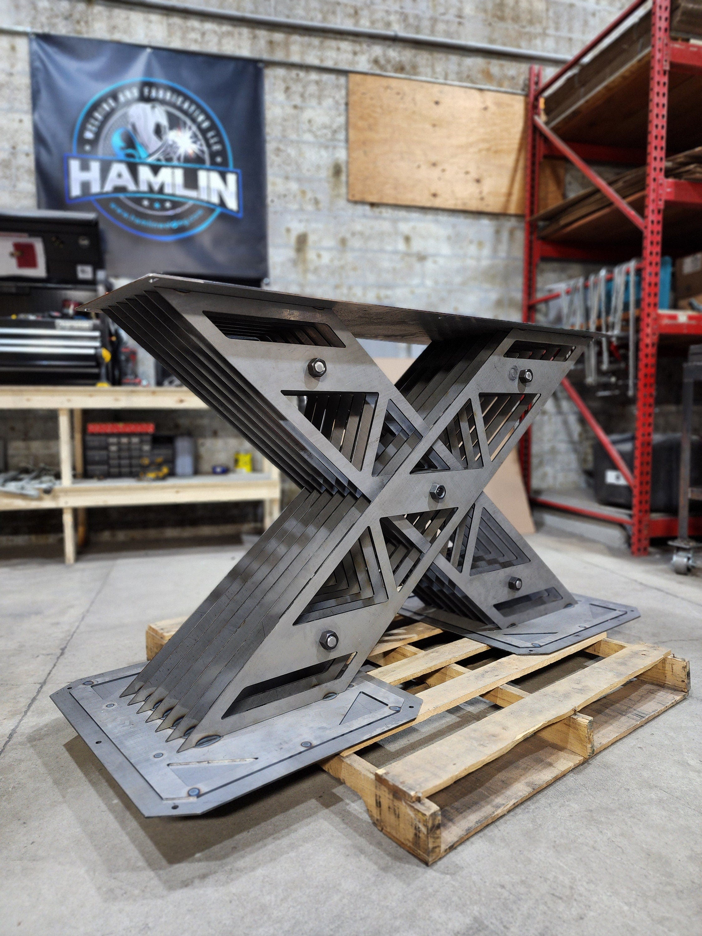 X-Frame Modern Industrial Style Table Base (Counter Height Or Dining Height)