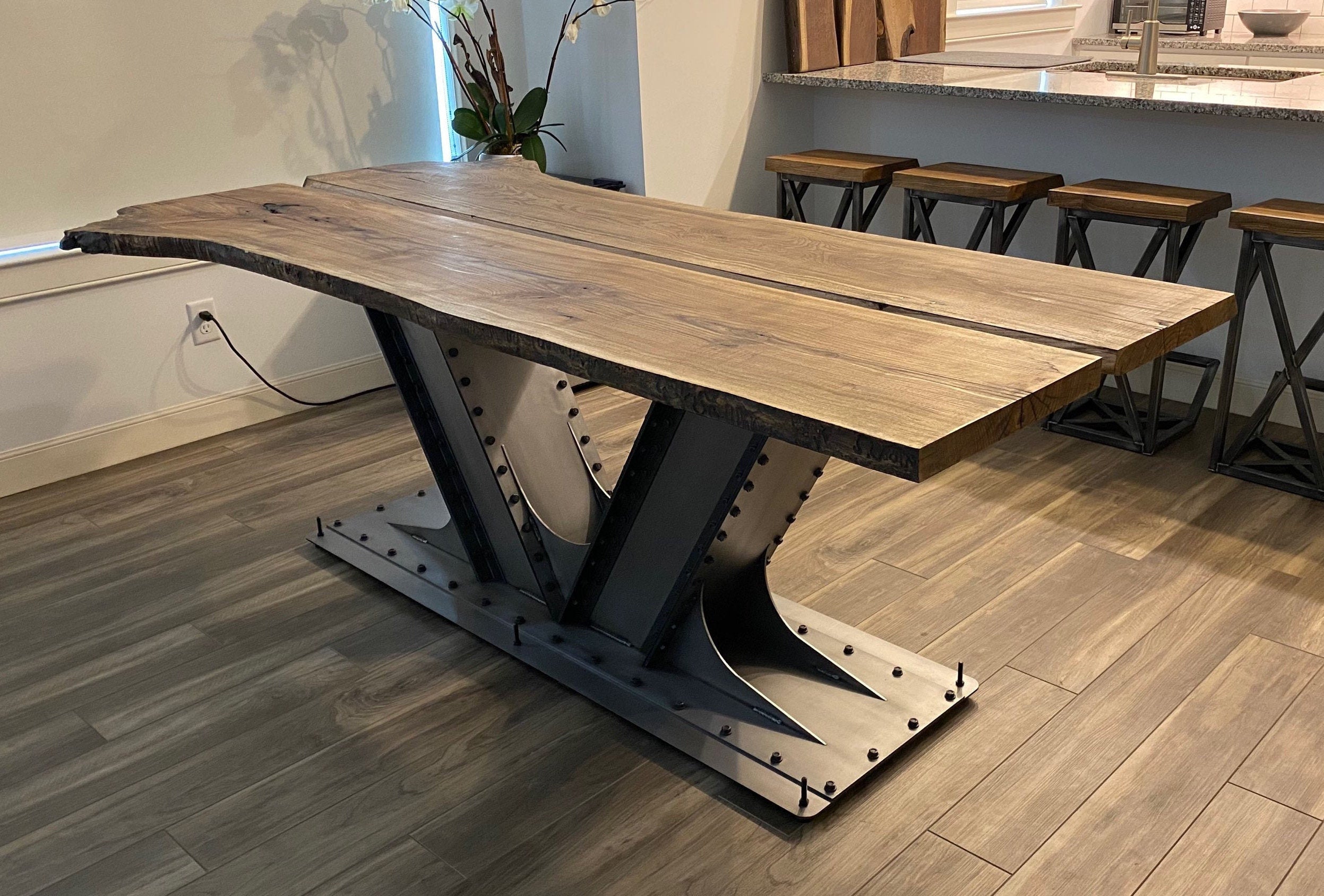 V Shape Industrial I-Beam Style Steel Table Base 58" Long x 30" Wide x 28" Tall *Made To Order*