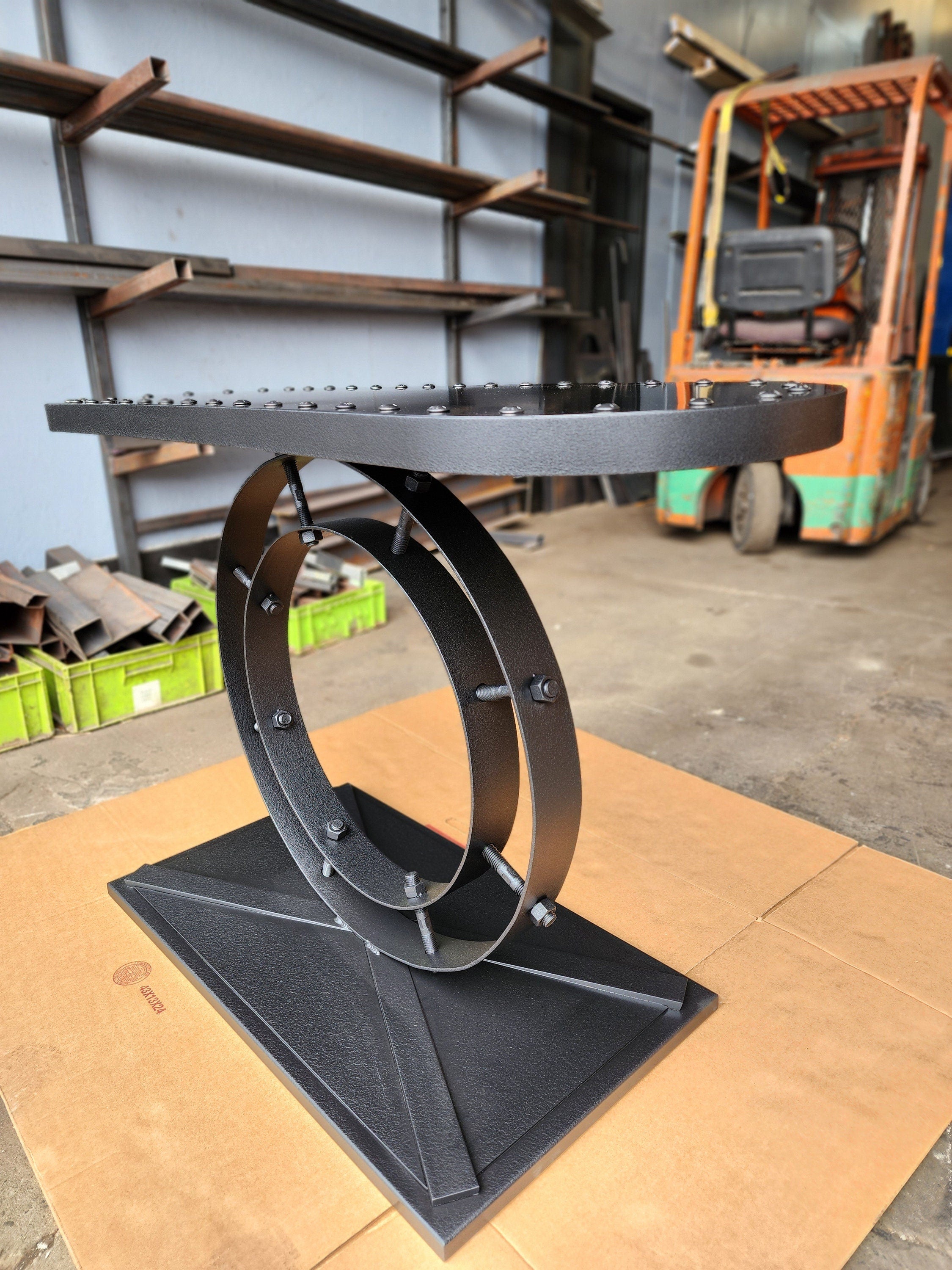 Industrial Ring Console or Entry Table