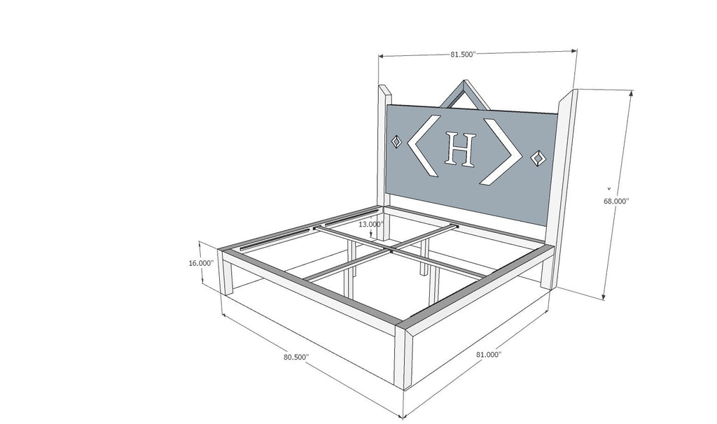 King Size Monogram Steel Bedframe And Headboard